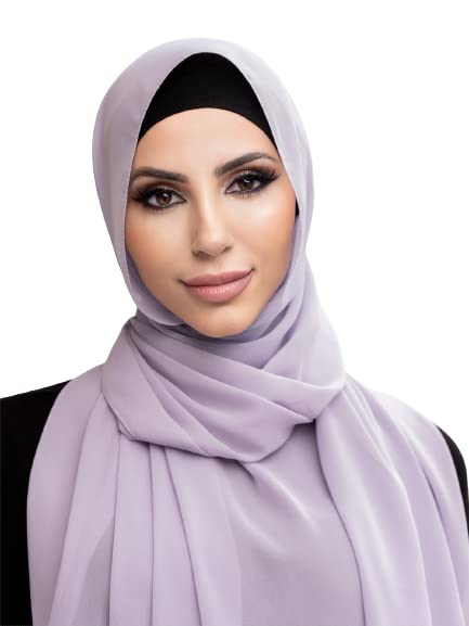 Light Lavender Scarf for Women | Georgette Chiffon Blend Dupatta | Hijab Head Wrap Stole | Size - 180x70cm | Soft Breathable Lightweight