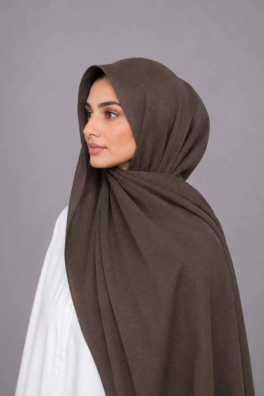 Modal Cotton Hijab | Dark Taupe / Charcoal Brown | 2 Meter