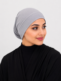 Grey Jersey Ribbed Tube Cap