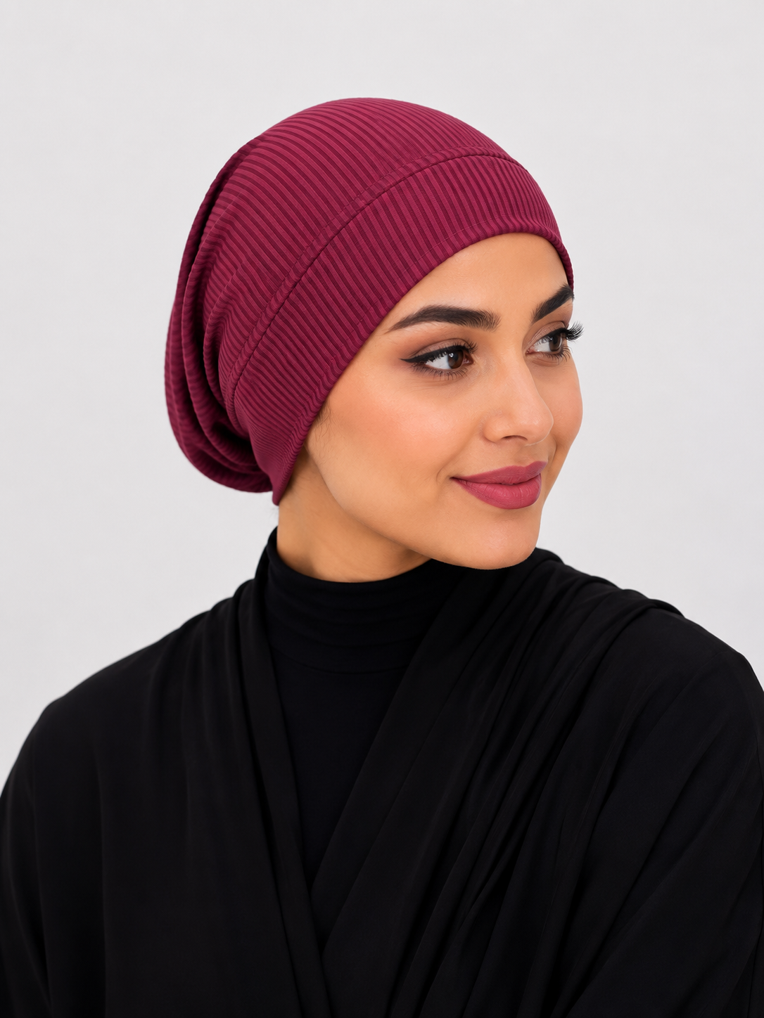 Maroon jersey tube cap ribbed