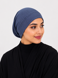 Blue Jersey Ribbed Tube cap