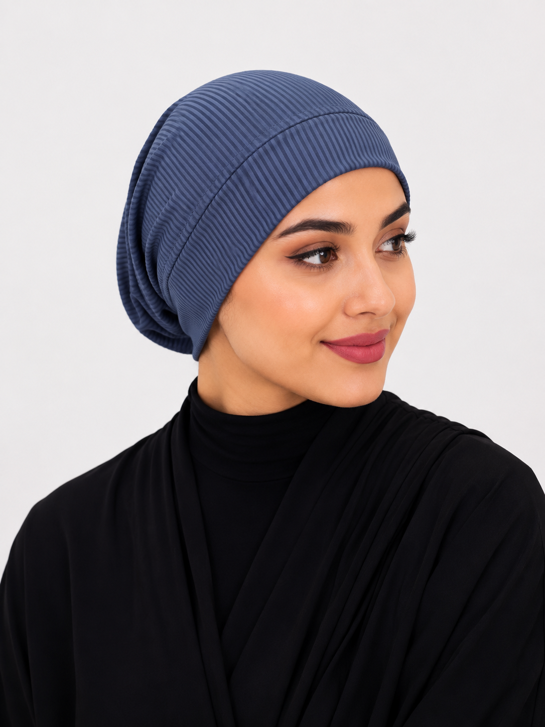 Blue Jersey Ribbed Tube cap