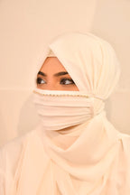 White Pearl Handwork Premium Hijab Friendly Mask