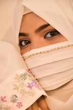 White Pearl Handwork Premium Hijab Friendly Mask