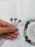 White and Crystal Flower Design Hijab Pins