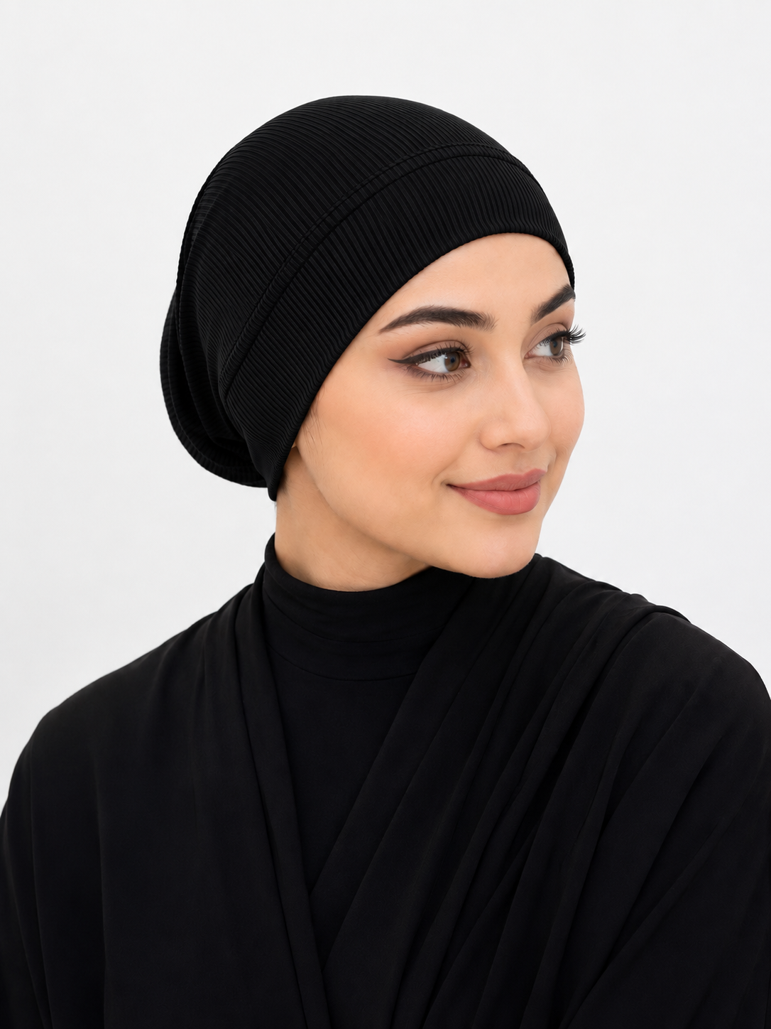 Black Jersey Tube Cap Ribbed