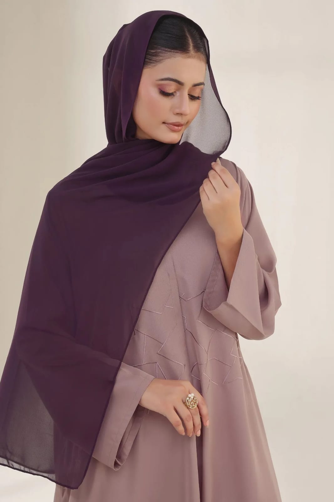 1073 Dark Purple Chiffon Georgette Hijab