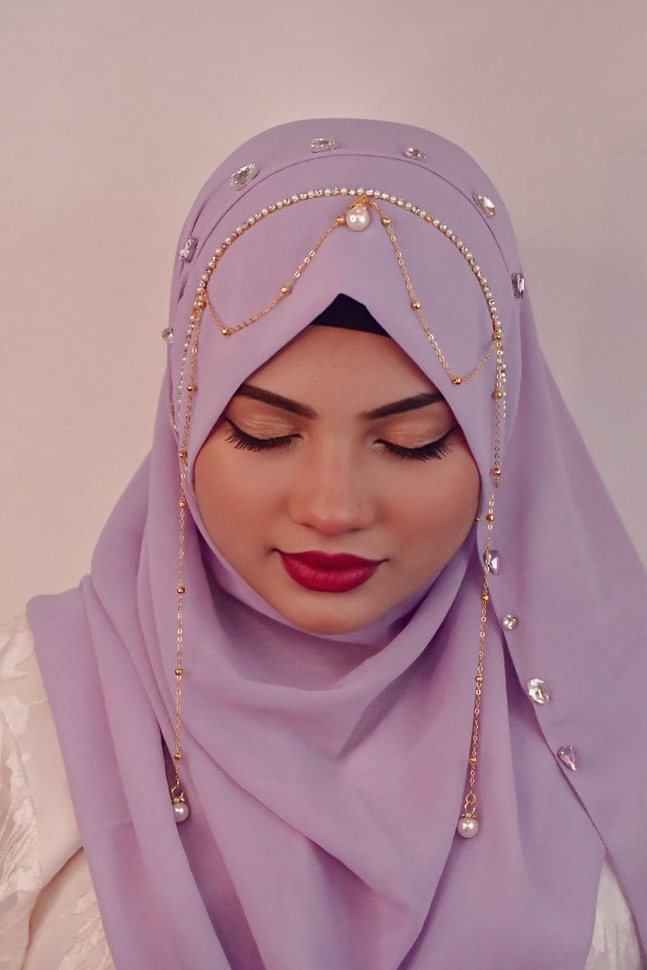 PURPLE JHOOMAR LITE- INSTANT READY TO WEAR MAKHNI STYLE HIJAB