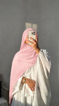 Premium Chiffon Hijab (185 × 75 cm) | Baby Pink Lightweight Breathable Plain Scarf for Women (Full Coverage)