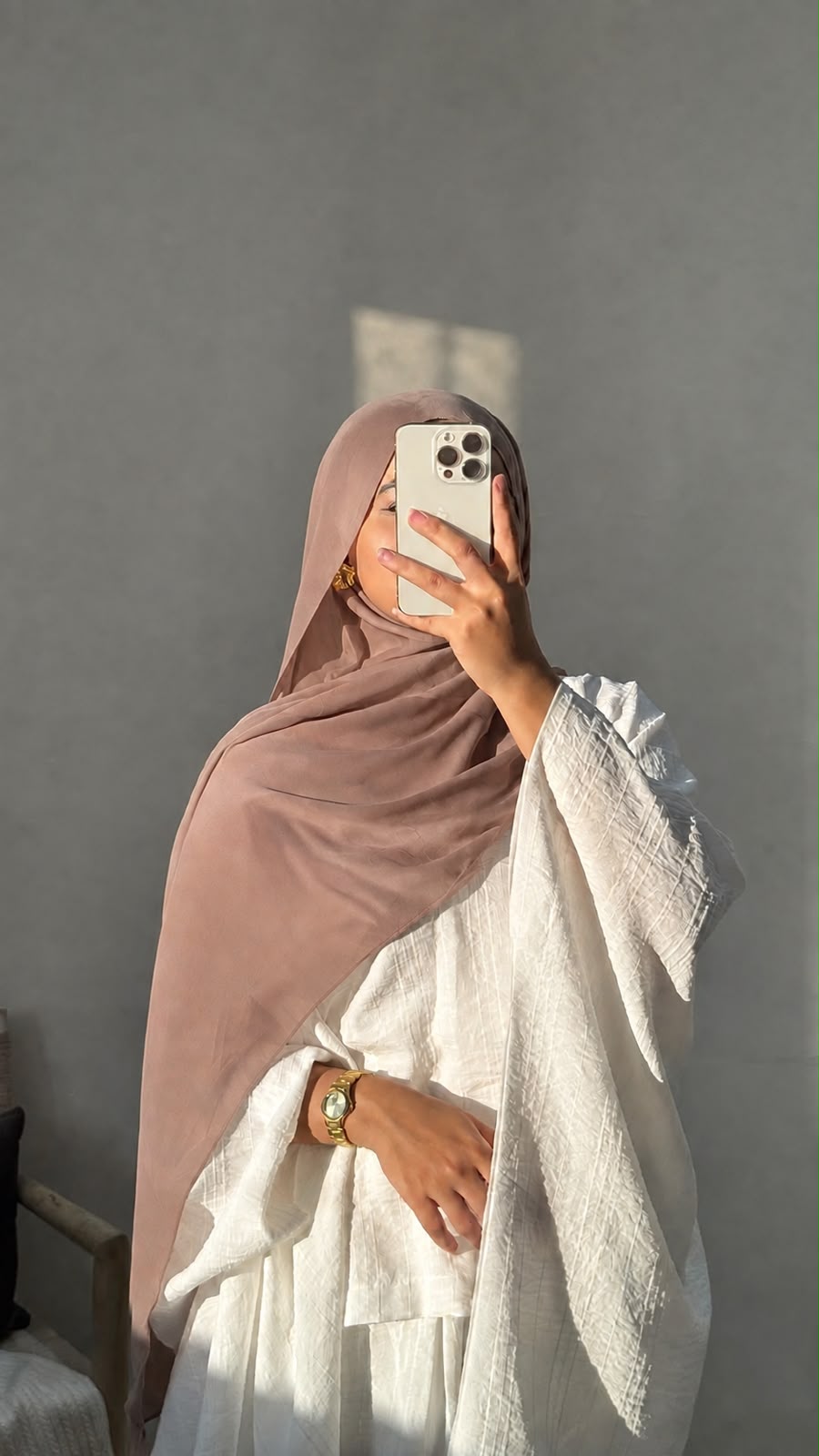 Premium Chiffon Hijab (185 × 75 cm) | Light Brown Lightweight Breathable Plain Scarf for Women (Full Coverage)