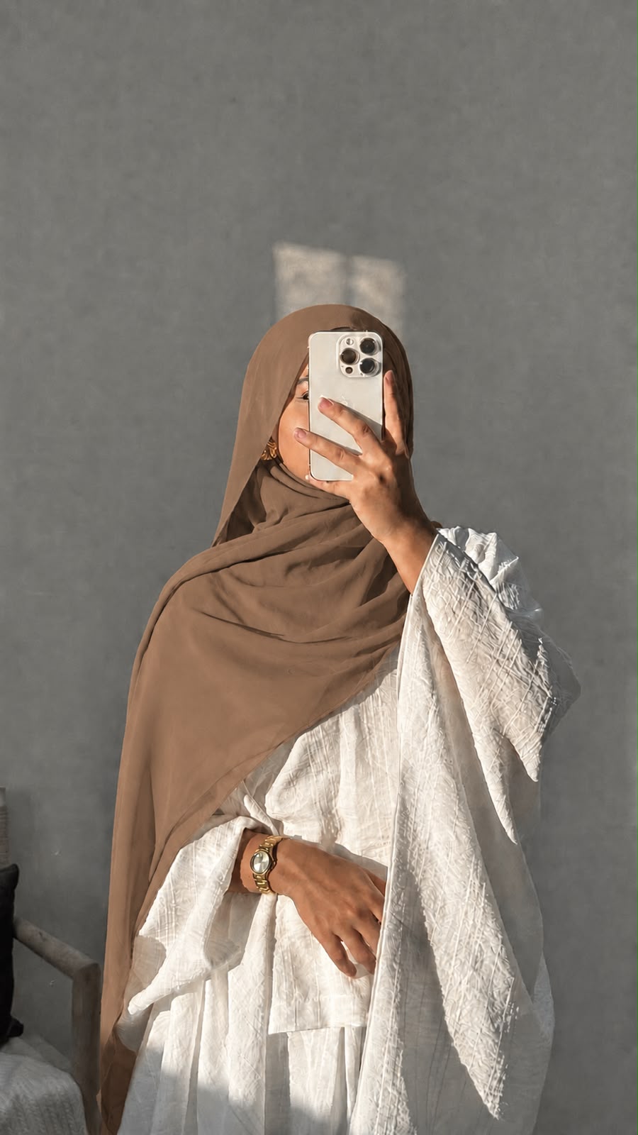 Premium Chiffon Hijab (185 × 75 cm) | Camel Brown Lightweight Breathable Plain Scarf for Women (Full Coverage)