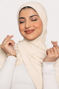 Premium Jersey Hijab in Vanilla Cream – Soft Everyday Stretch Wrap