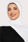 Premium White Jersey Hijab – Soft, Stretchable & Breathable Wrap