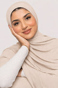 Premium light being Jersey Hijab – Soft, Stretchable & Breathable Wrap