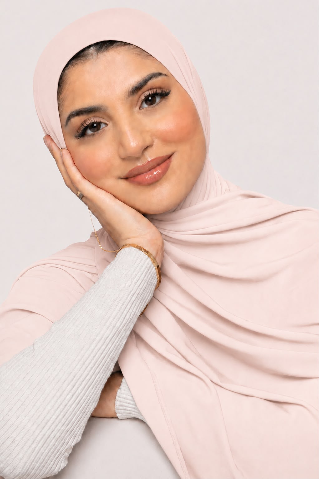 Premium light blush pink  Jersey Hijab – Soft, Stretchable & Breathable Wrap