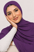 Premium rich purple Jersey Hijab – Soft, Stretchable & Breathable Wrap