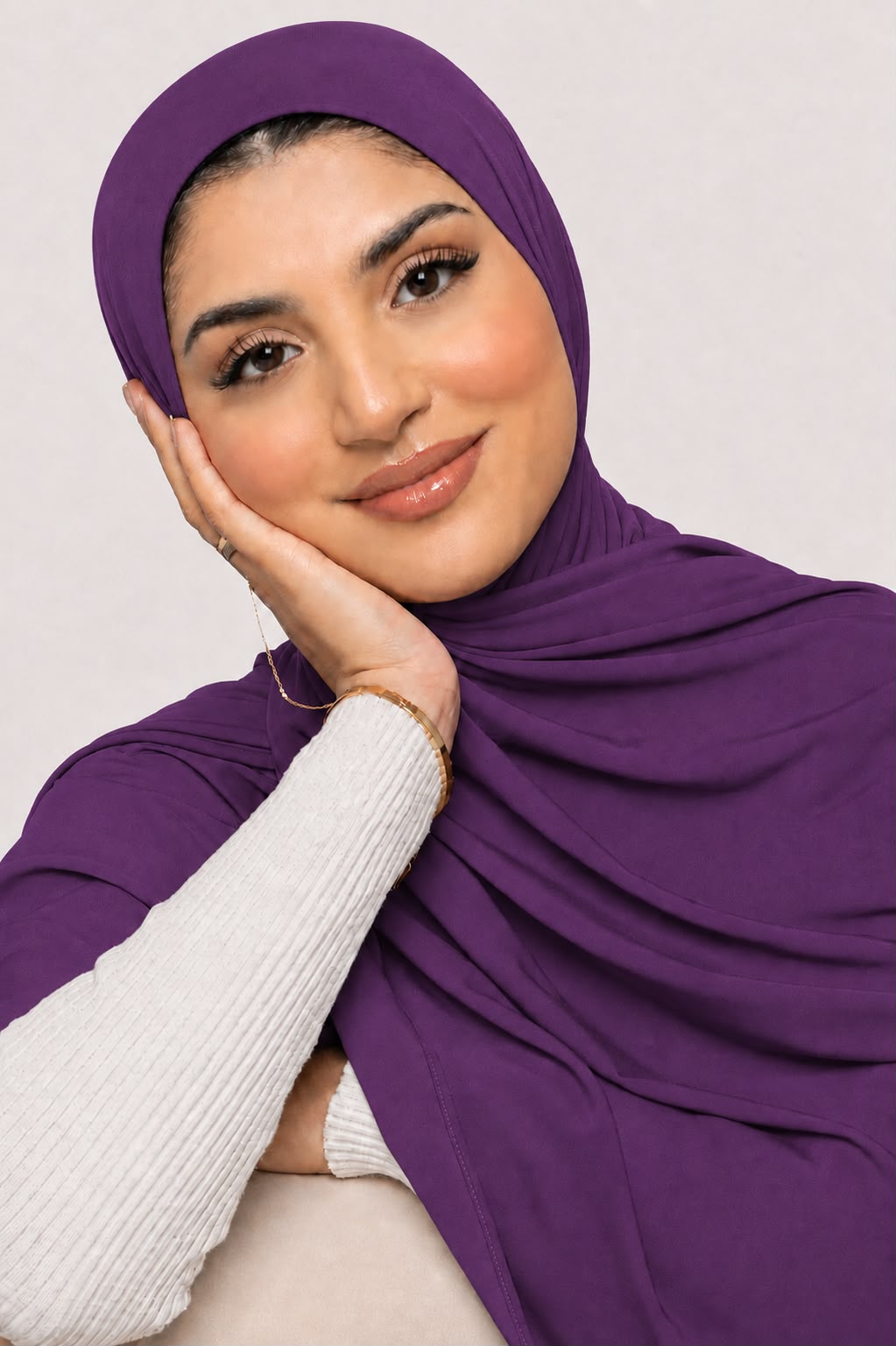 Premium rich purple Jersey Hijab – Soft, Stretchable & Breathable Wrap