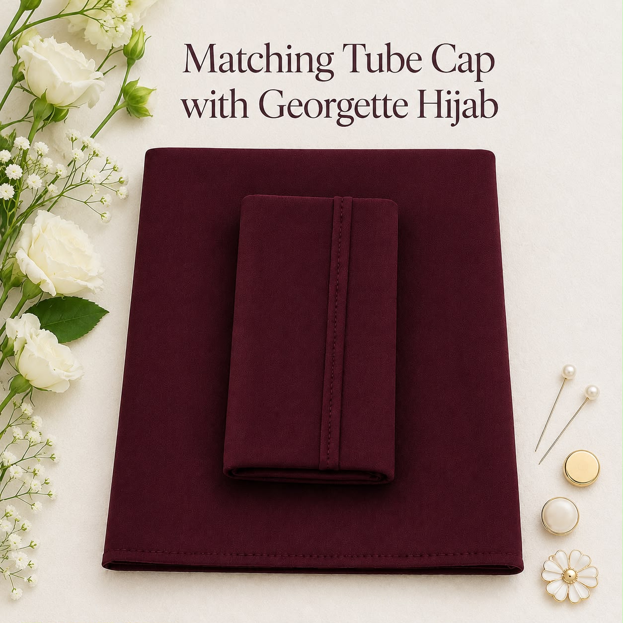 Premium Matching Georgette Hijab with Same Colour Tube Cap