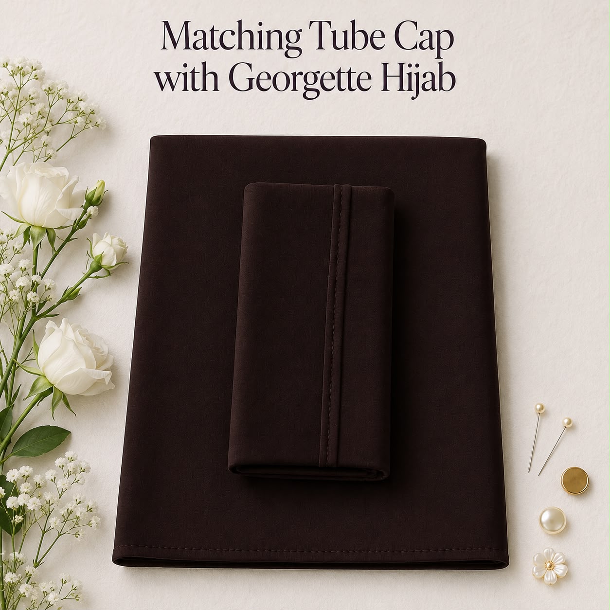 Premium Matching Georgette Hijab with Same Colour Tube Cap