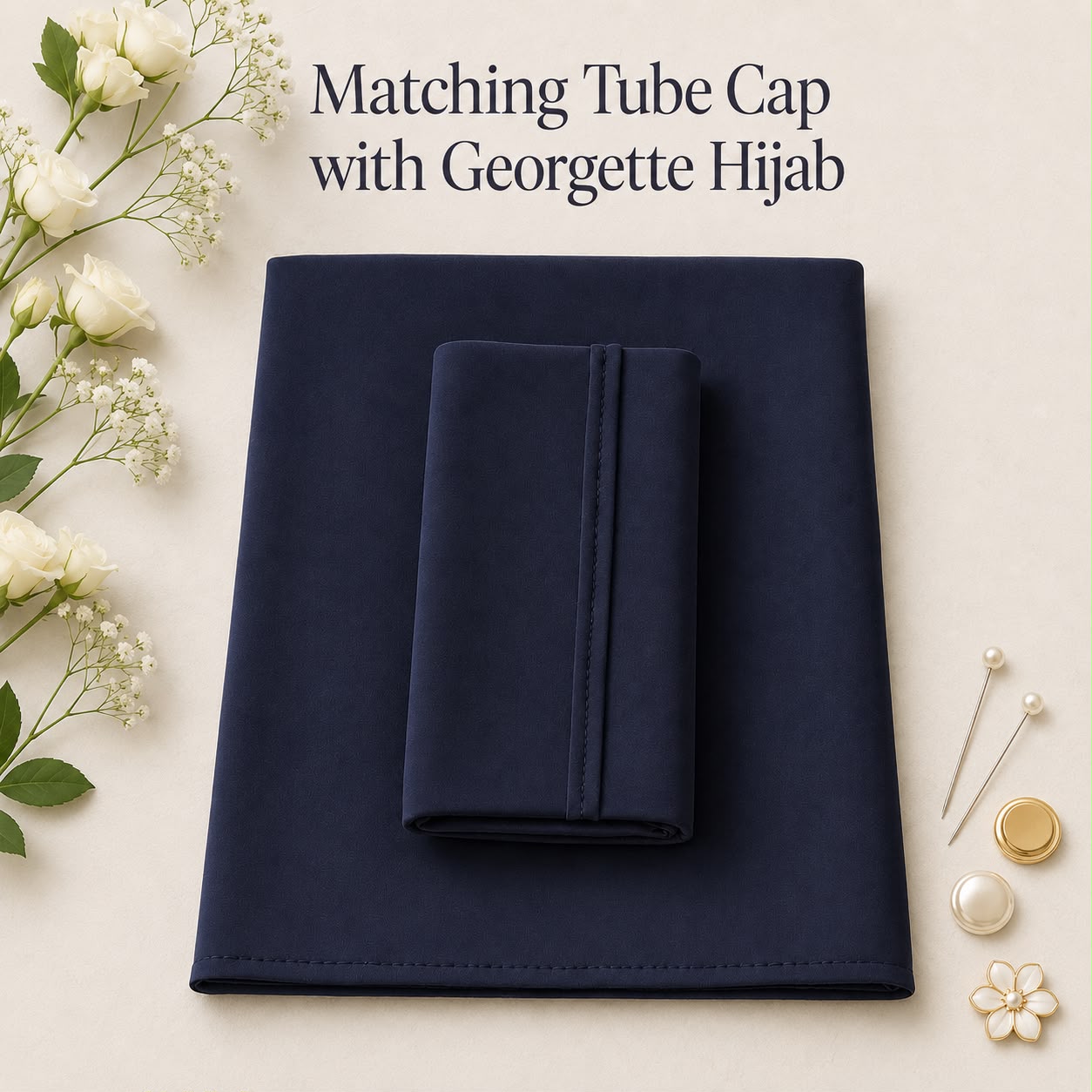 Premium Matching Georgette Hijab with Same Colour Tube Cap