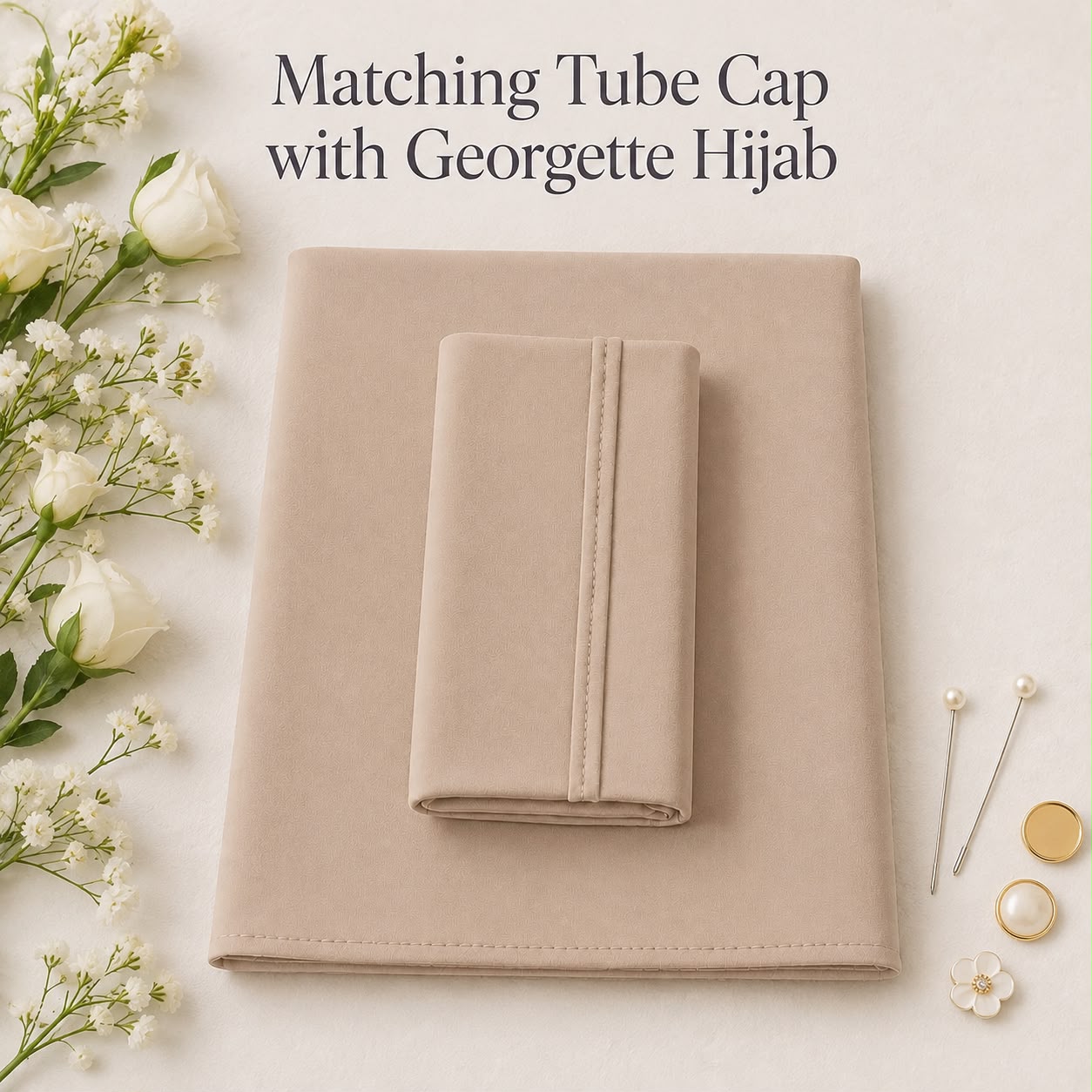 Premium Matching Georgette Hijab with Same Colour Tube Cap combo