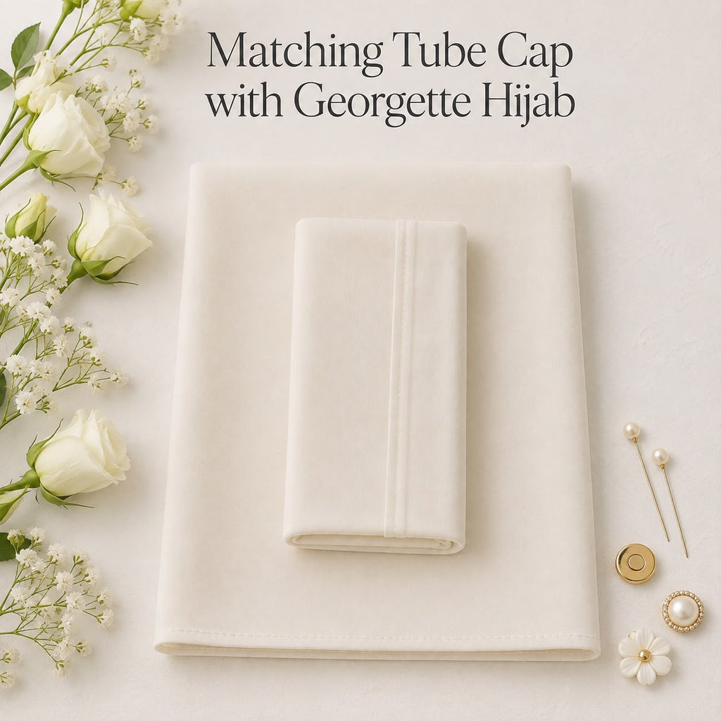 Premium Matching Georgette Hijab with Same Colour Tube Cap