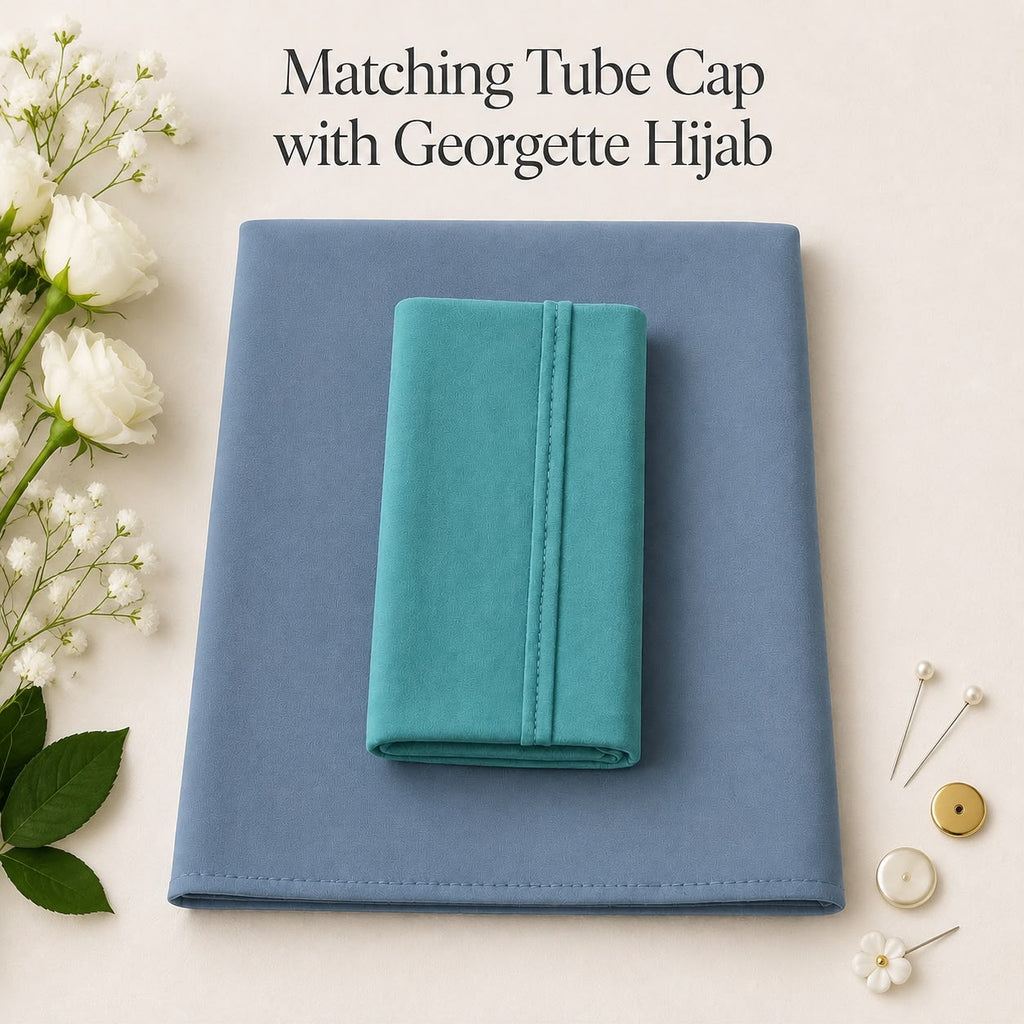 Premium Matching Georgette Hijab with Same Colour Tube Cap