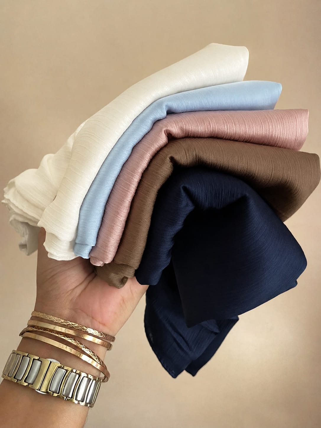 Premium Muna Satin Hijab combo pack of 5 – Soft & Elegant Plain Satin Scarf