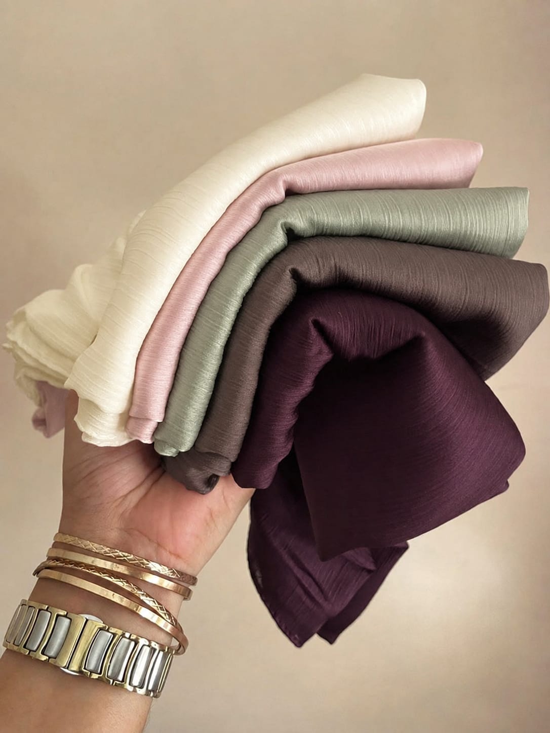 Premium Muna Satin Hijab combo pack of 5 – Soft & Elegant Plain Satin Scarf