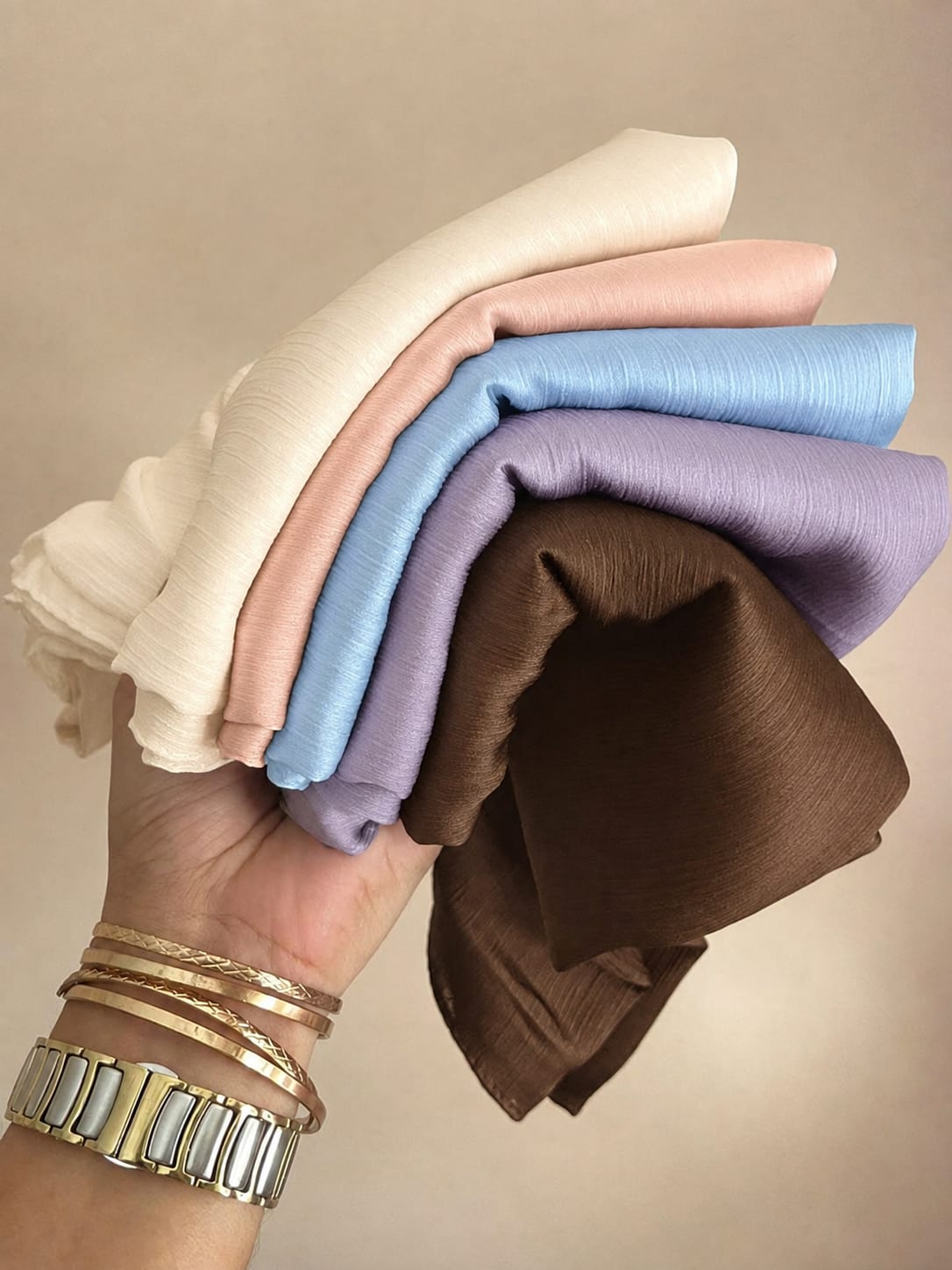 Premium Muna Satin Hijab combo pack of 5 – Soft & Elegant Plain Satin Scarf