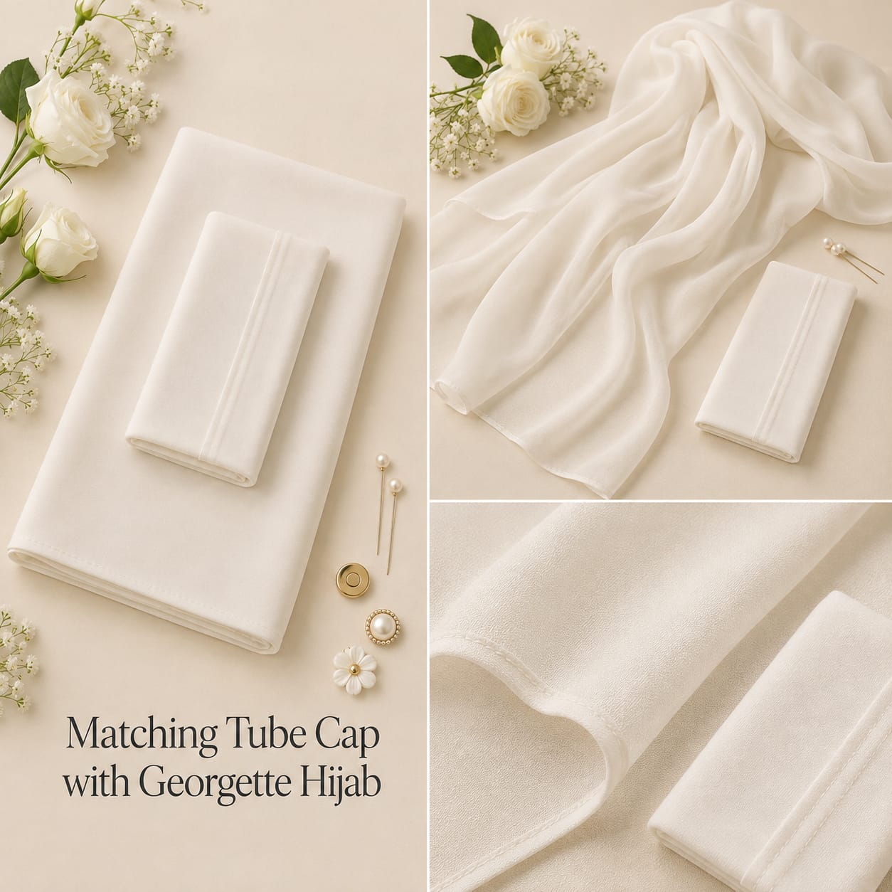 Premium Matching Georgette Hijab with Same Colour Tube Cap