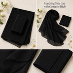Premium Matching Georgette Hijab with Same Colour Tube Cap
