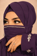 Premium Stone   Work Chiffon Mask Diamond Handwork Premium Hijab Friendly Mask