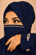 Premium Stone Work Chiffon Mask Diamond Handwork Premium Hijab Friendly Mask