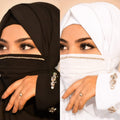 Diamond Handwork Premium Hijab Friendly Mask black white
