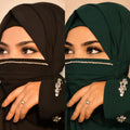Diamond Handwork Premium Hijab Friendly Mask black green