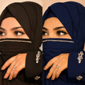 Diamond Handwork Premium Hijab Friendly Mask black & blue