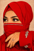 Premium Stone Work Chiffon Mask Diamond Handwork Premium Hijab Friendly Mask