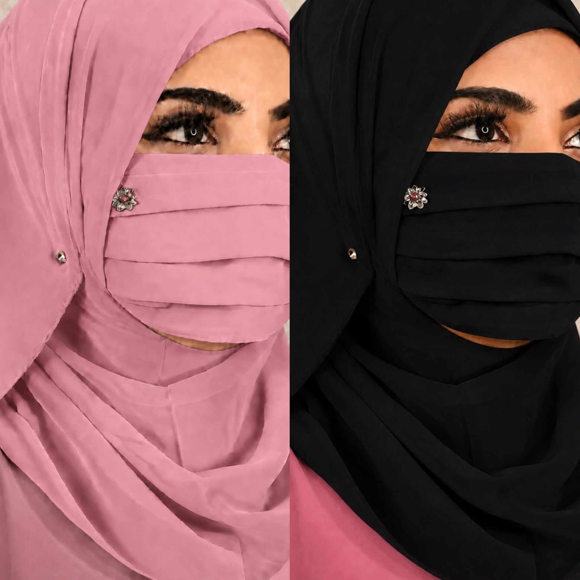 Premium Hijab Friendly Mask hand work pack of 2