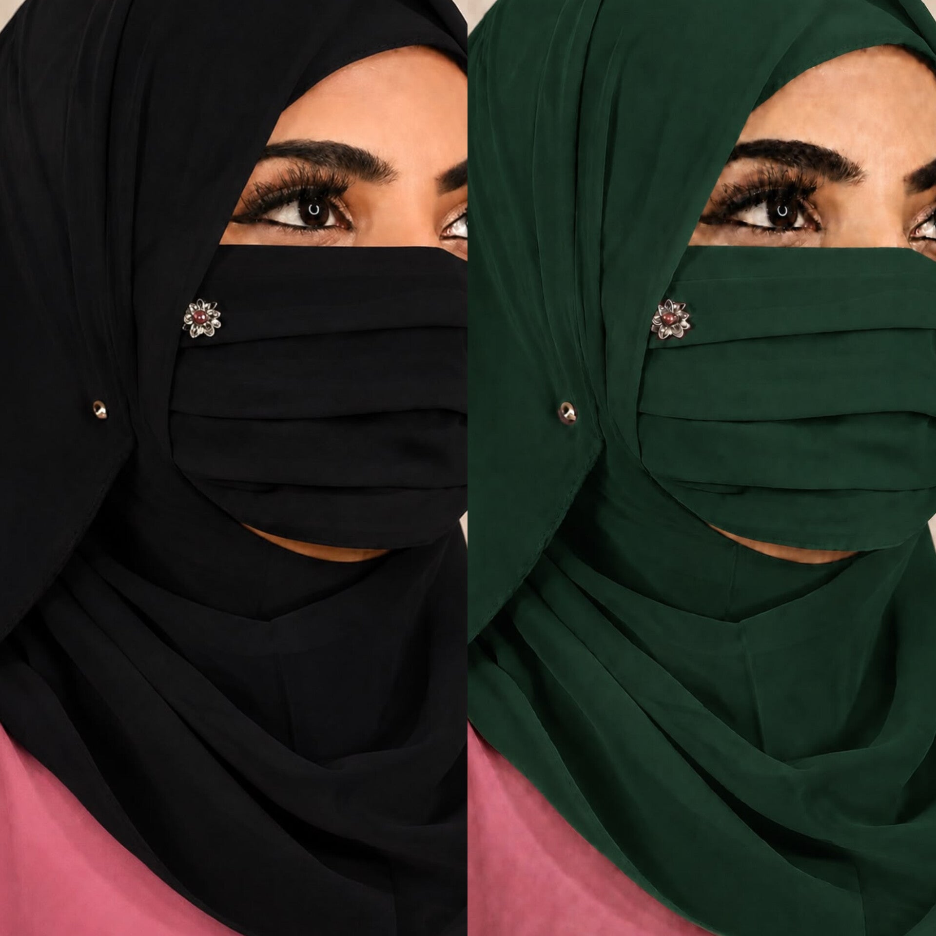 Premium Floral Brooch Pleated Mask pack of 2