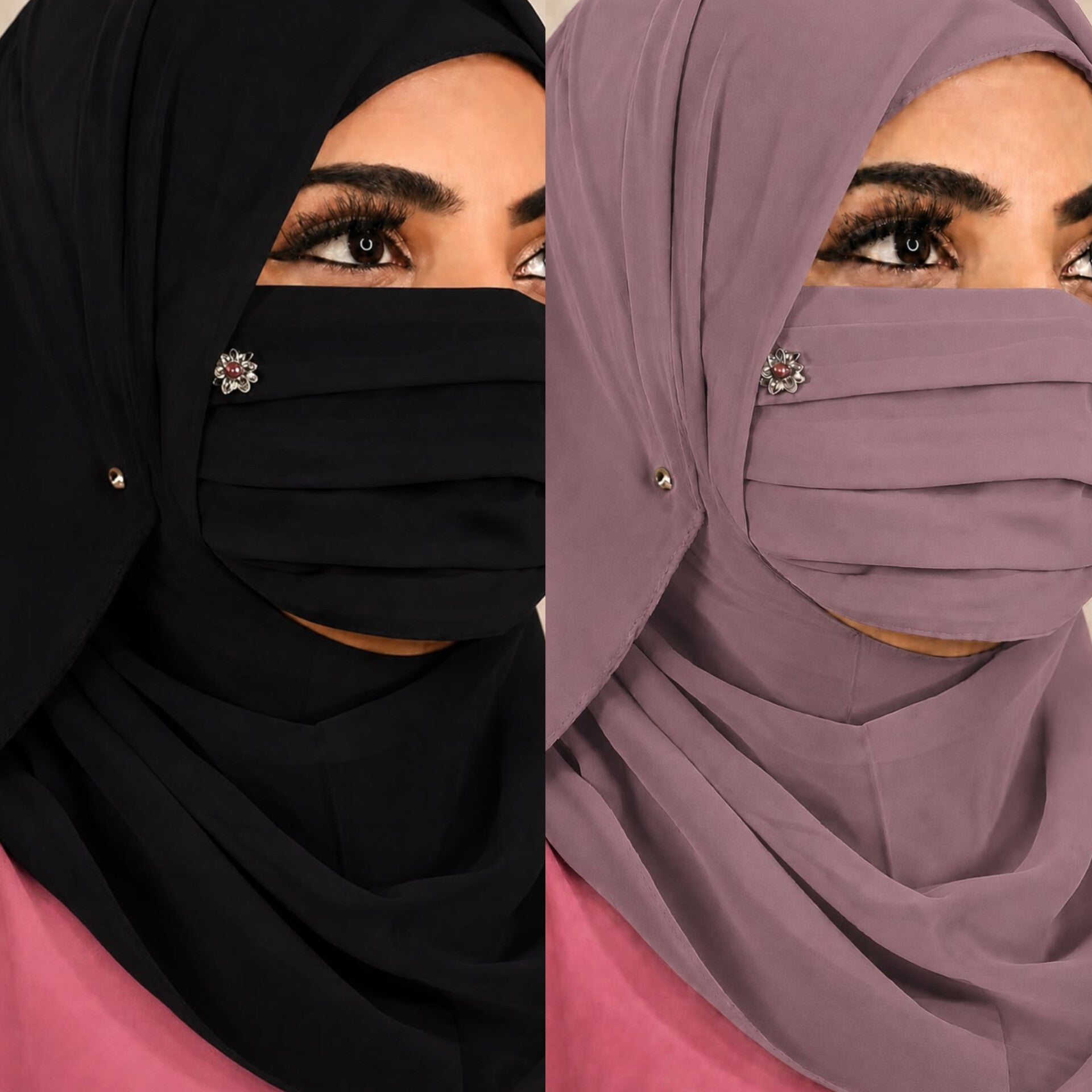 Floral Brooch Pleated Mask pack of 2