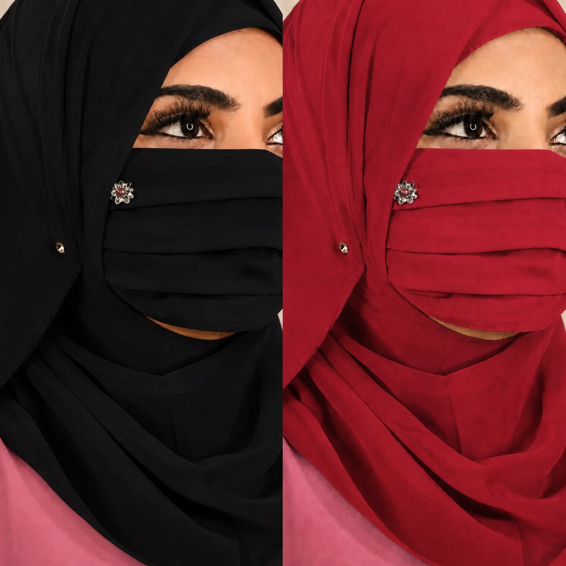 Floral Brooch Pleated Mask pack of 2