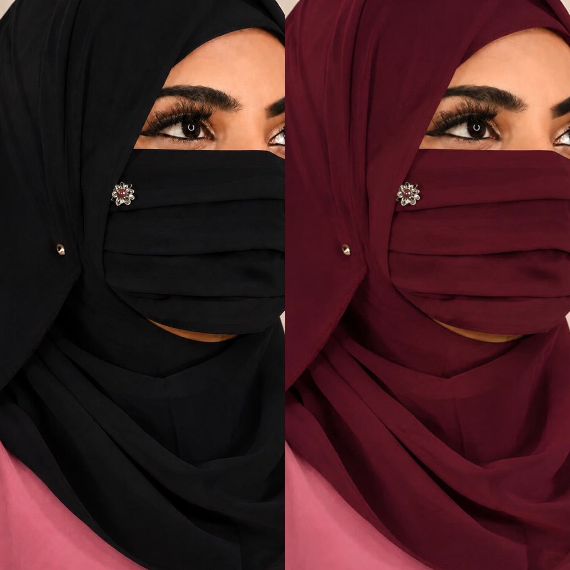 Floral Brooch Pleated Mask pack of 2