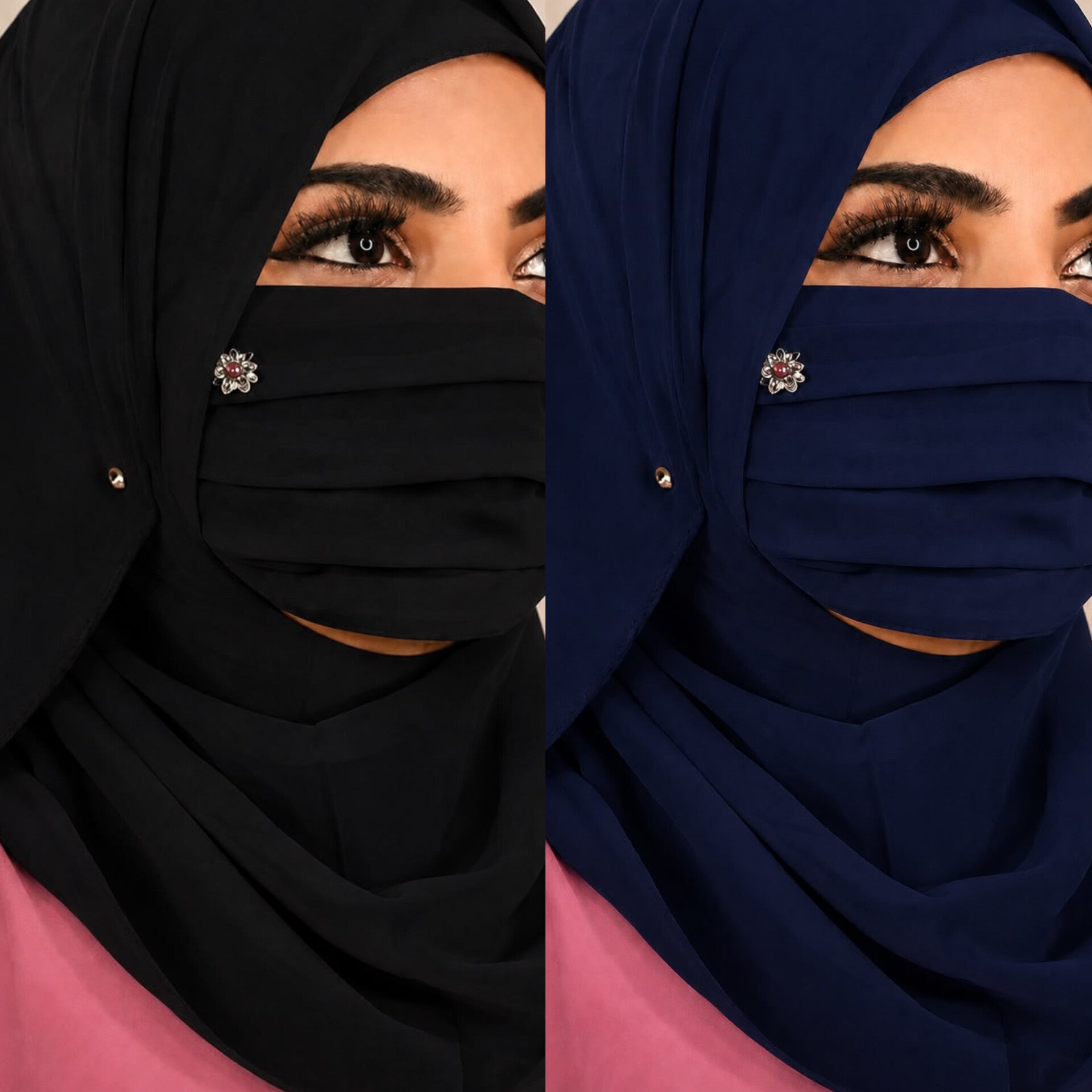 Floral Brooch Pleated Mask pack of 2