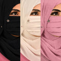 Premium Floral Brooch Pleated Mask pack of 3