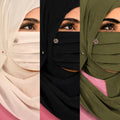 Premium Floral Brooch Pleated Mask pack of 3