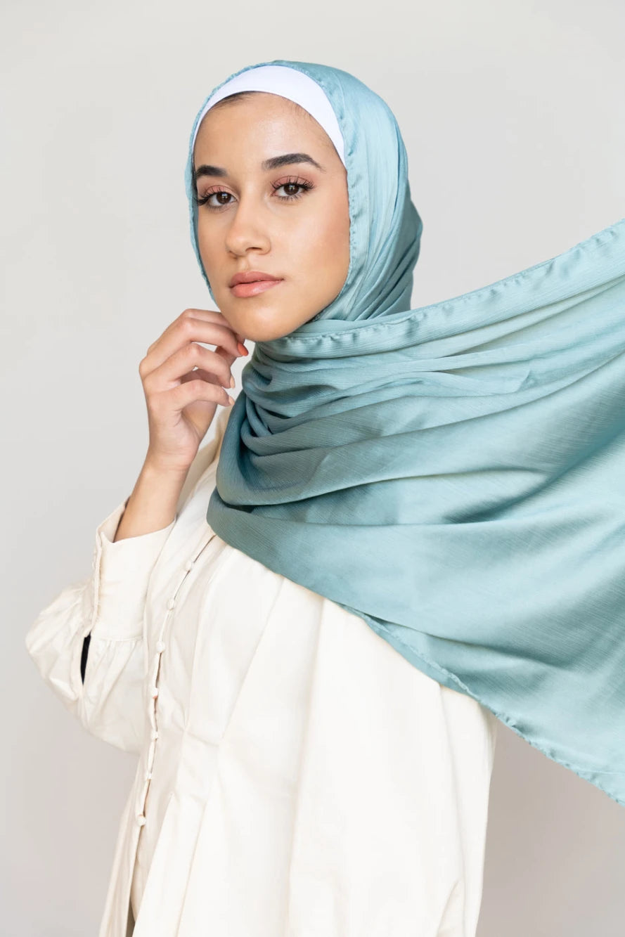 Muna Satin Hijab Aqua Blue