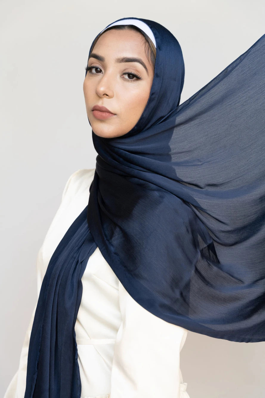 Muna Satin Hijab Navy Blue