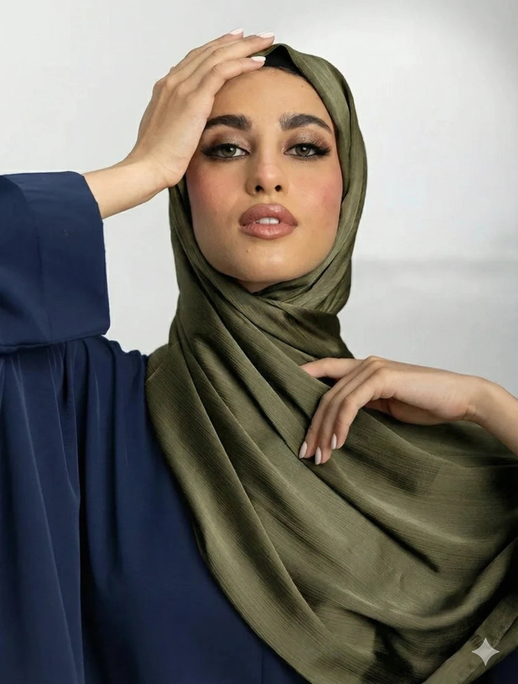 Muna Satin Hijab Olive Green