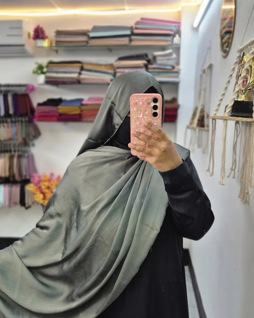 Muna Satin Hijab Sage Grey